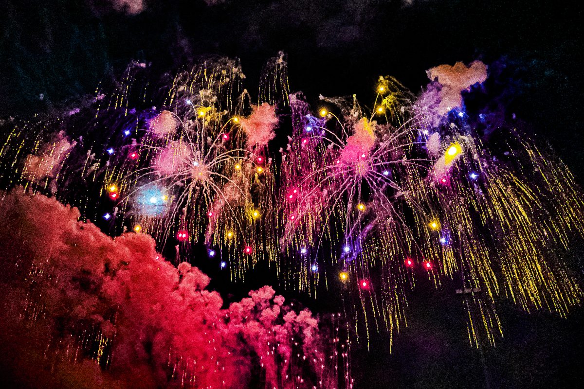 Colourful fireworks expanding across the night sky — Cedarbrook Fourth of July