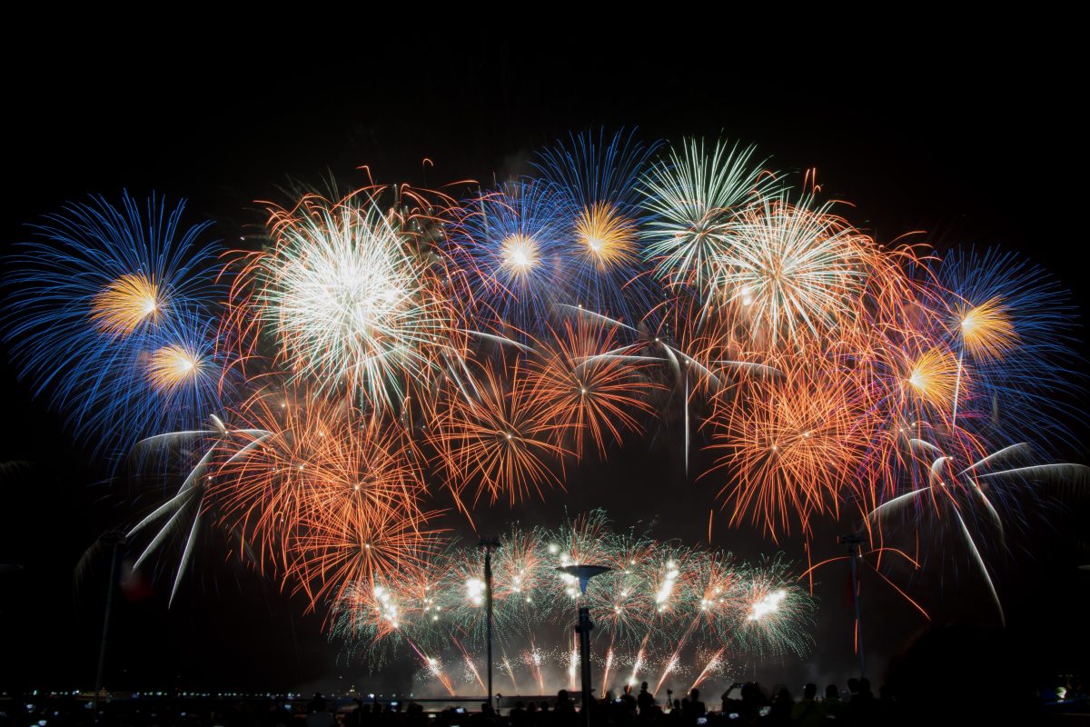 A grand multi-shell fireworks bouquet — Riverside Music Festival Headliner Finale