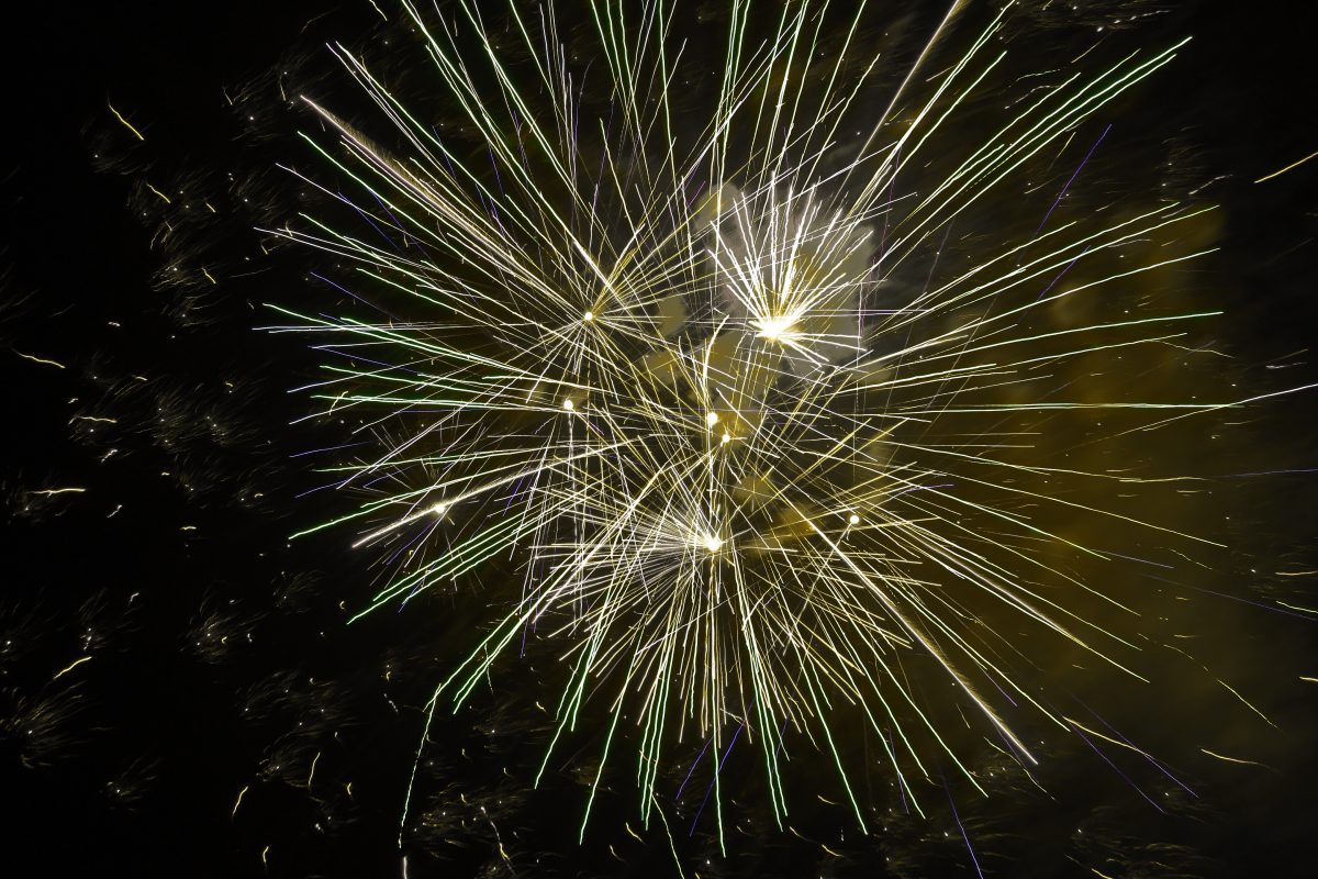 Silver and gold fireworks burst — Solmar Vineyard Wedding