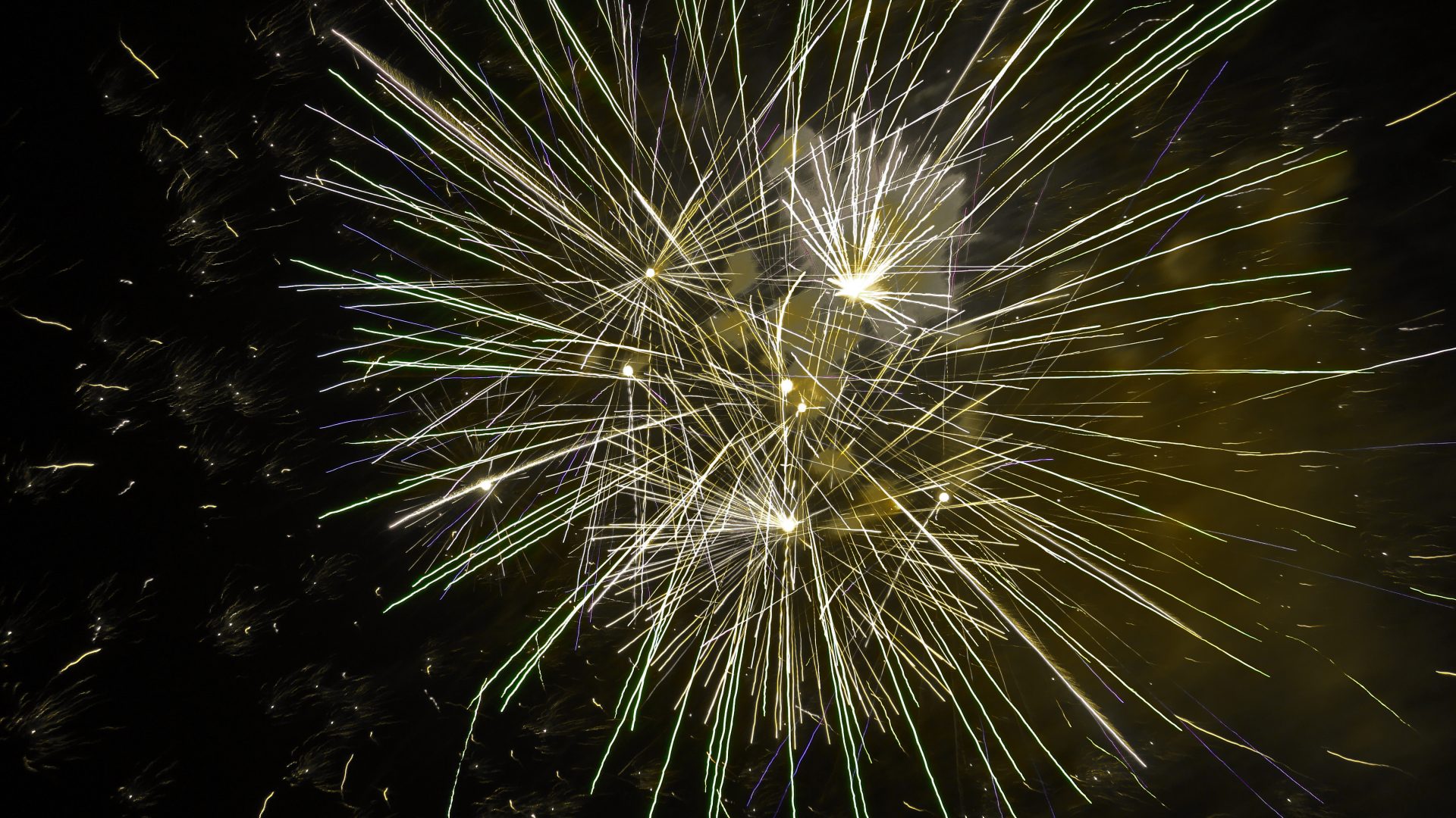 Silver and gold fireworks burst — Solmar Vineyard Wedding
