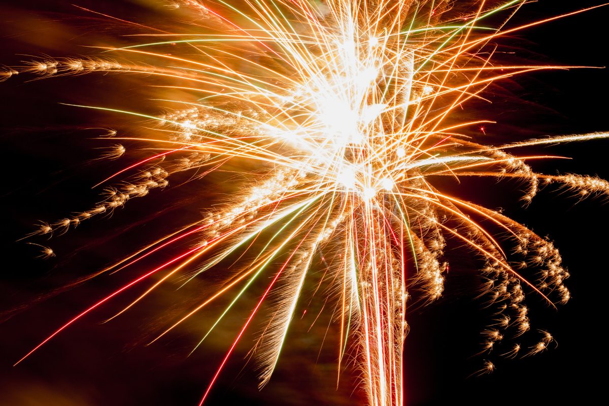 Warm golden fireworks burst — Ashcombe Family 50th Anniversary
